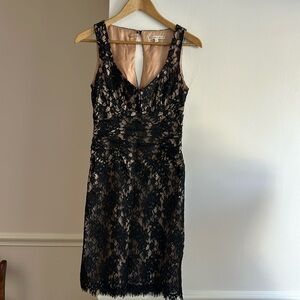 Nanette Lepore Do the Hustle Lace Cockt Dress Black Pink underlay Size 4 EUC